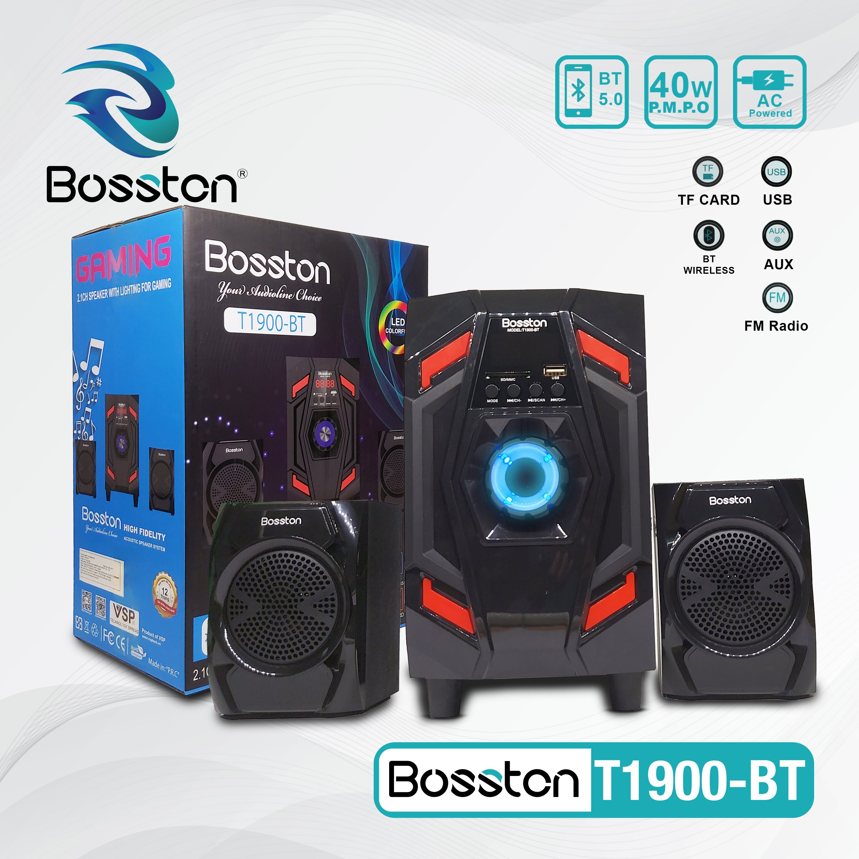 Loa vi tính Bosston bluetooth 2.1 T1900-BT-HN - Hàng Chính Hãng