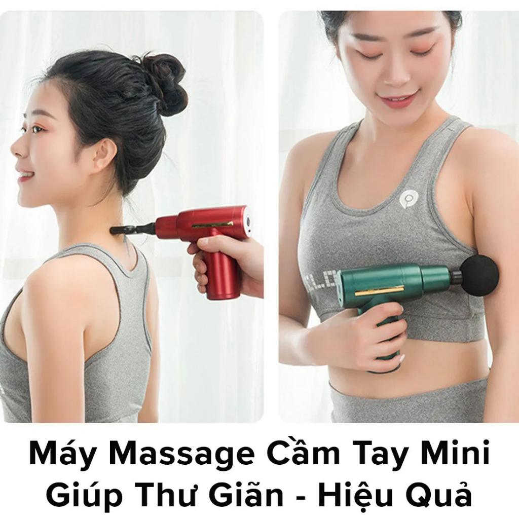 Máy Massage Cầm Tay Mini Đấm Lưng Mát Xa Trị Liệu Cổ Vai Gáy 4 Đầu 6 Chế Độ Chuyên Sâu Đa Năng Chính Hãng dododios