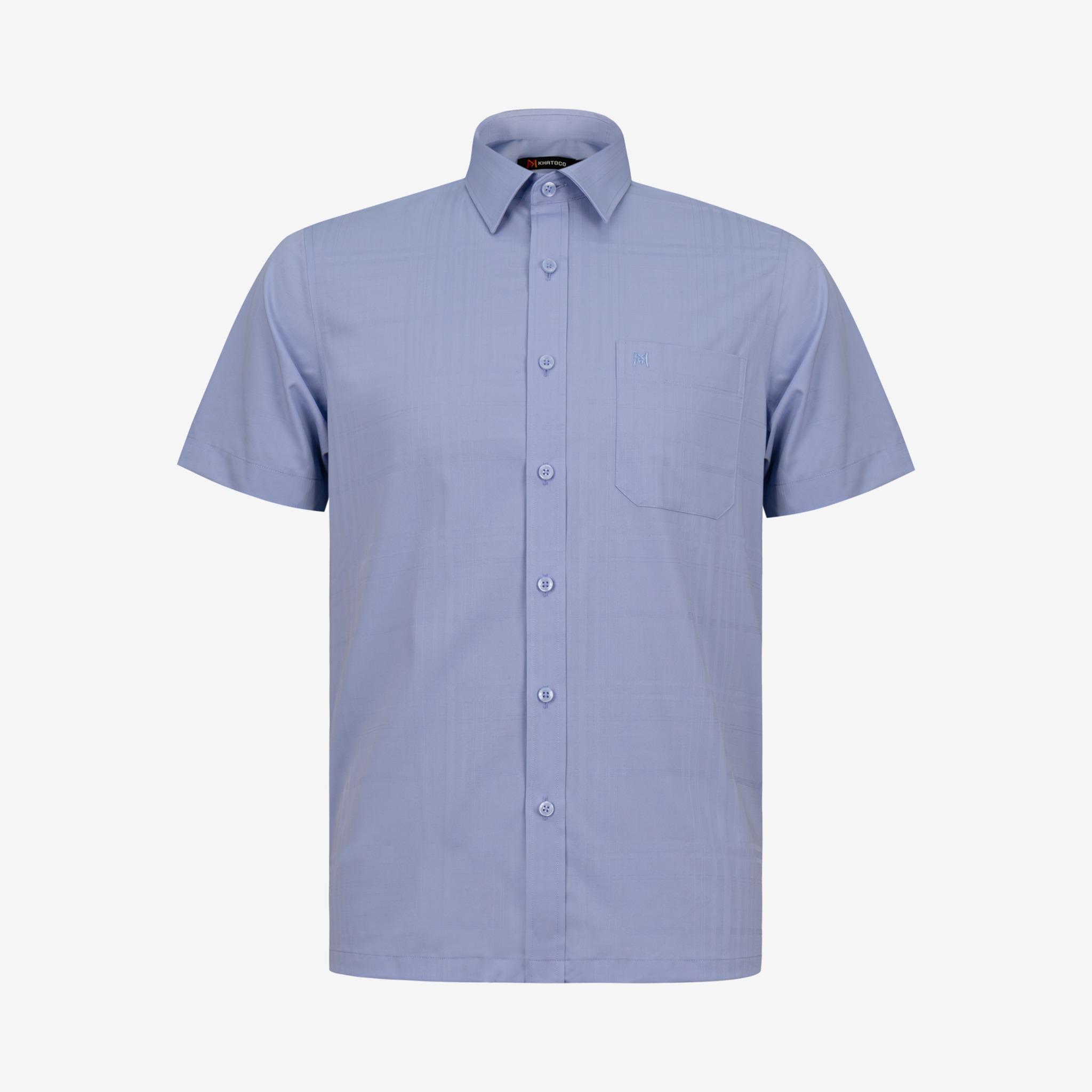 Áo sơ mi nam KHATOCO Tailor Fit ngắn tay A1MN498T2-CNCR740-2703-N