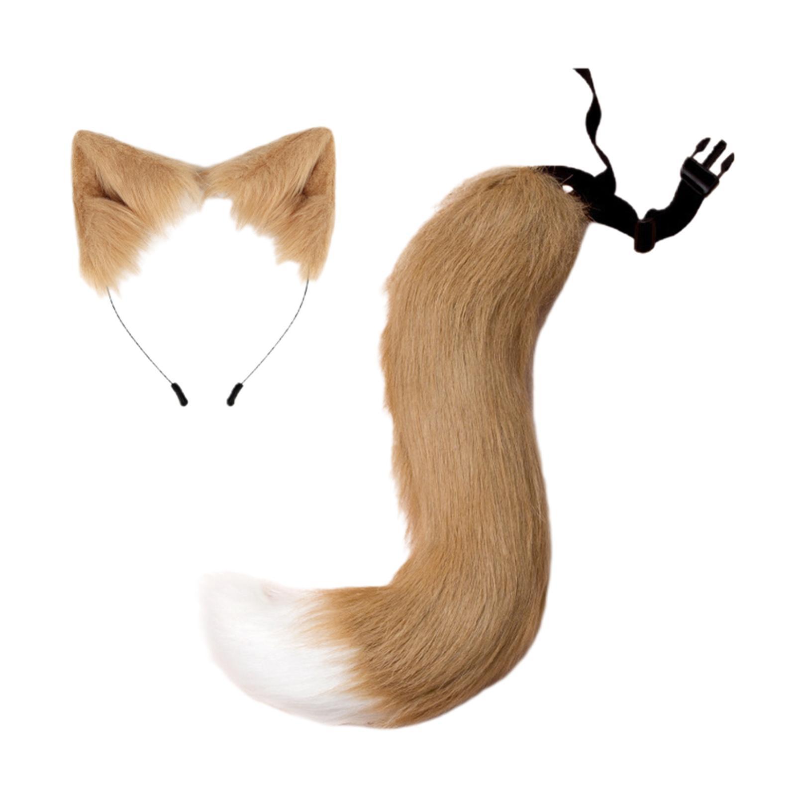 2Pcs Long Tail Gothic Ears Hair Hoop for Cosplay Costume Kits