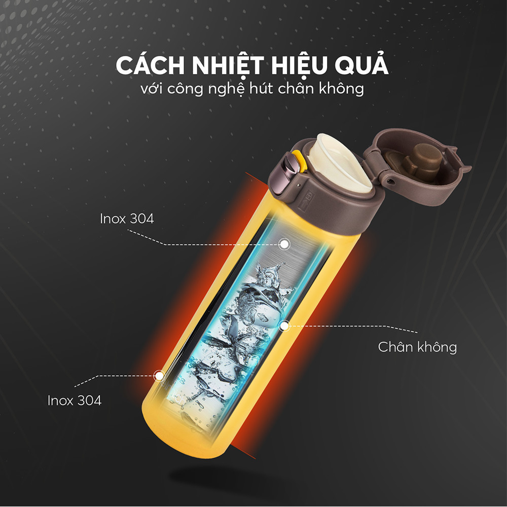Bình Giữ Nhiệt Inox 304, Tráng bạc Elmich EL-8295 (Dung tích 500ml, Giữ Nóng 8h - Giữ Lạnh 12h) - Hàng Chính Hãng