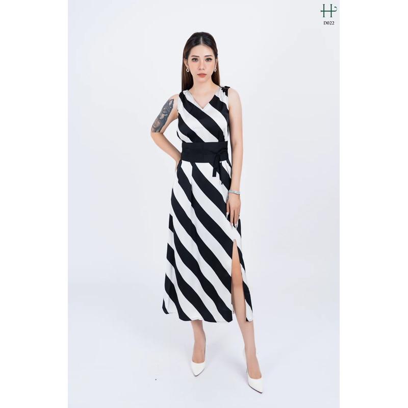 Đầm lụa suông dài kẻ sọc -D22