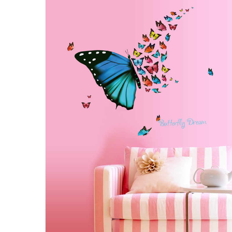 Decal dán tường bướm lãng mạn trang trí salon, spa, cửa hàng sang trọng dán được trên kính, gỗ