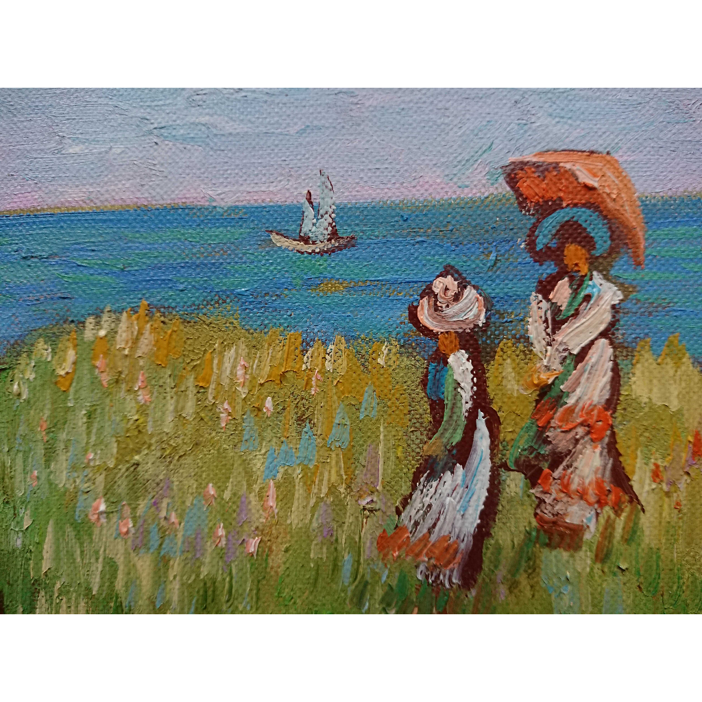 Tranh Sơn Dầu Vẽ Tay 30x40cm - Trên Ngọn Đồi (Monet)