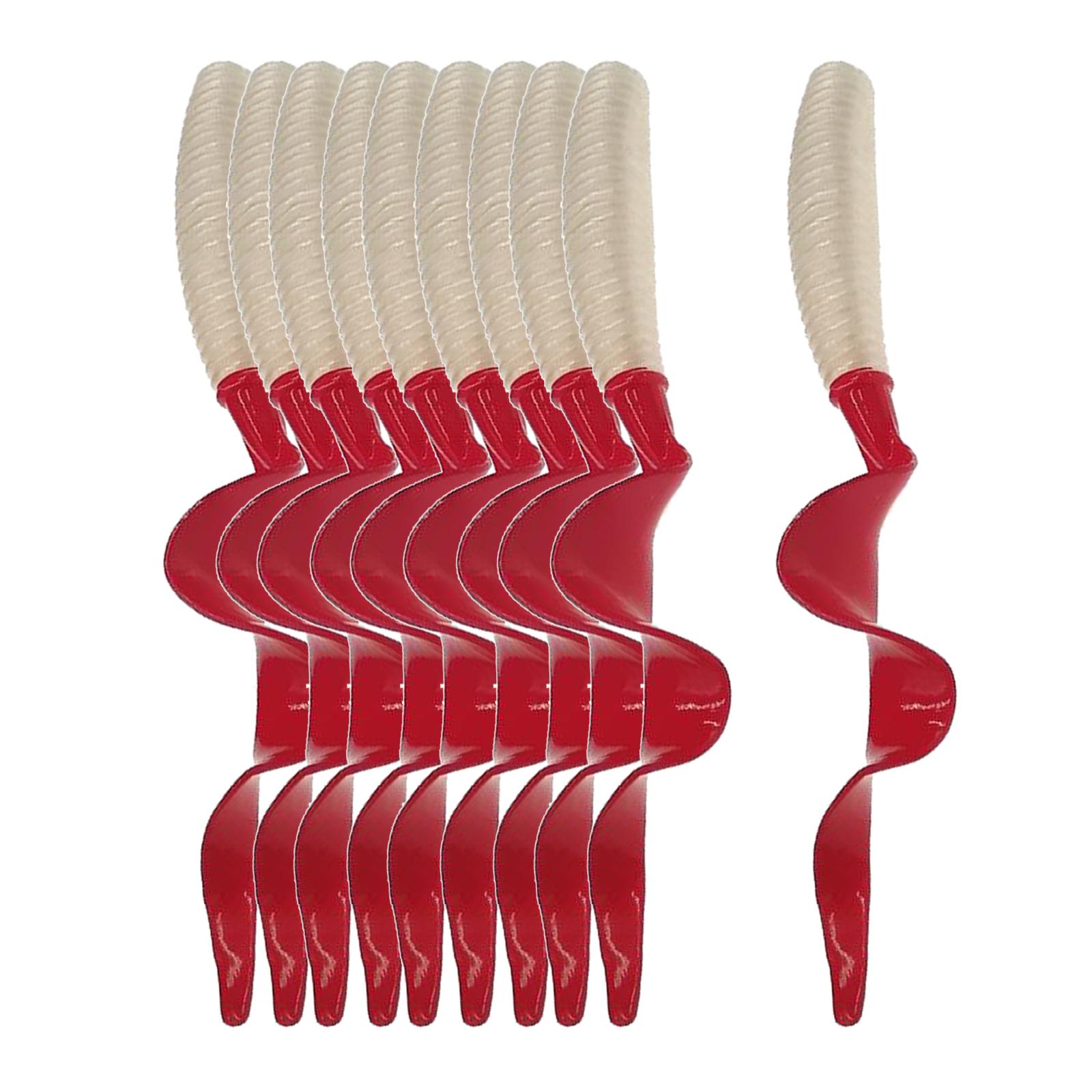 10pcs Luminous Plastic Grub Soft Worm Fishing Lure Micro Jig Head Tool Cyan