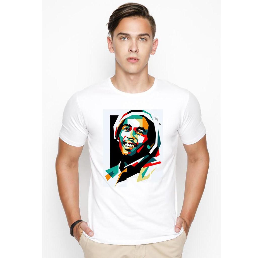 Áo thun nam in hình mặt người nhiều màu sắc phong cách hàn quốc vải dày mịn