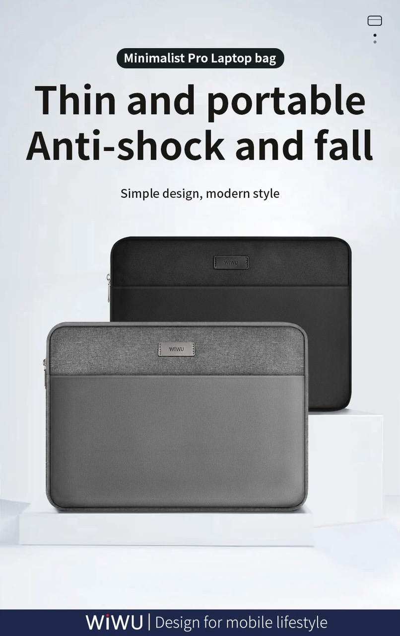 Túi Chống Sốc WiWU Minimalist Sleeve Dùng Cho Laptop Chống Thấm Nước - Hàng Chính Hãng