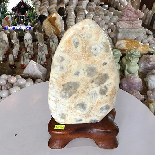 Trụ Đá Phong Thủy Đá Thạch Anh Bông Vàng TAV119 nặng 3.4Kg kích thước 27x15cm – Vật phẩm phong thủy may mắn