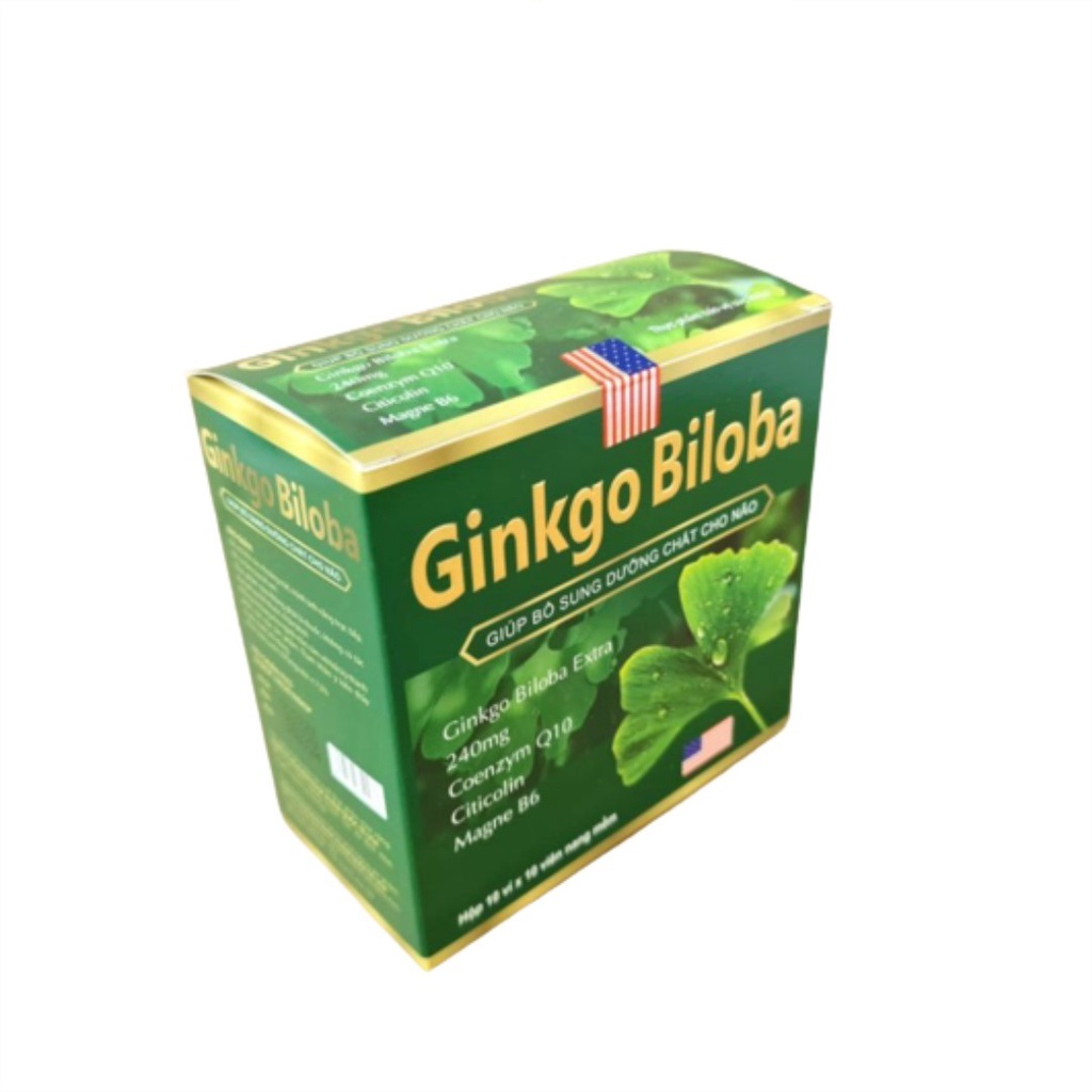 Hoạt huyết dưỡng não ginko Biloba 240mg tăng cường tuần hoàn não, Viên uống bổ não- Hộp 100 viên