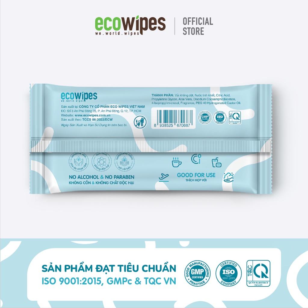 Combo 10 túi 200 cái khăn lạnh cao cấp EcoWipes Hương Lô Hội/Hương Trà Xanh loại 1 tờ dùng 1 lần không cồn