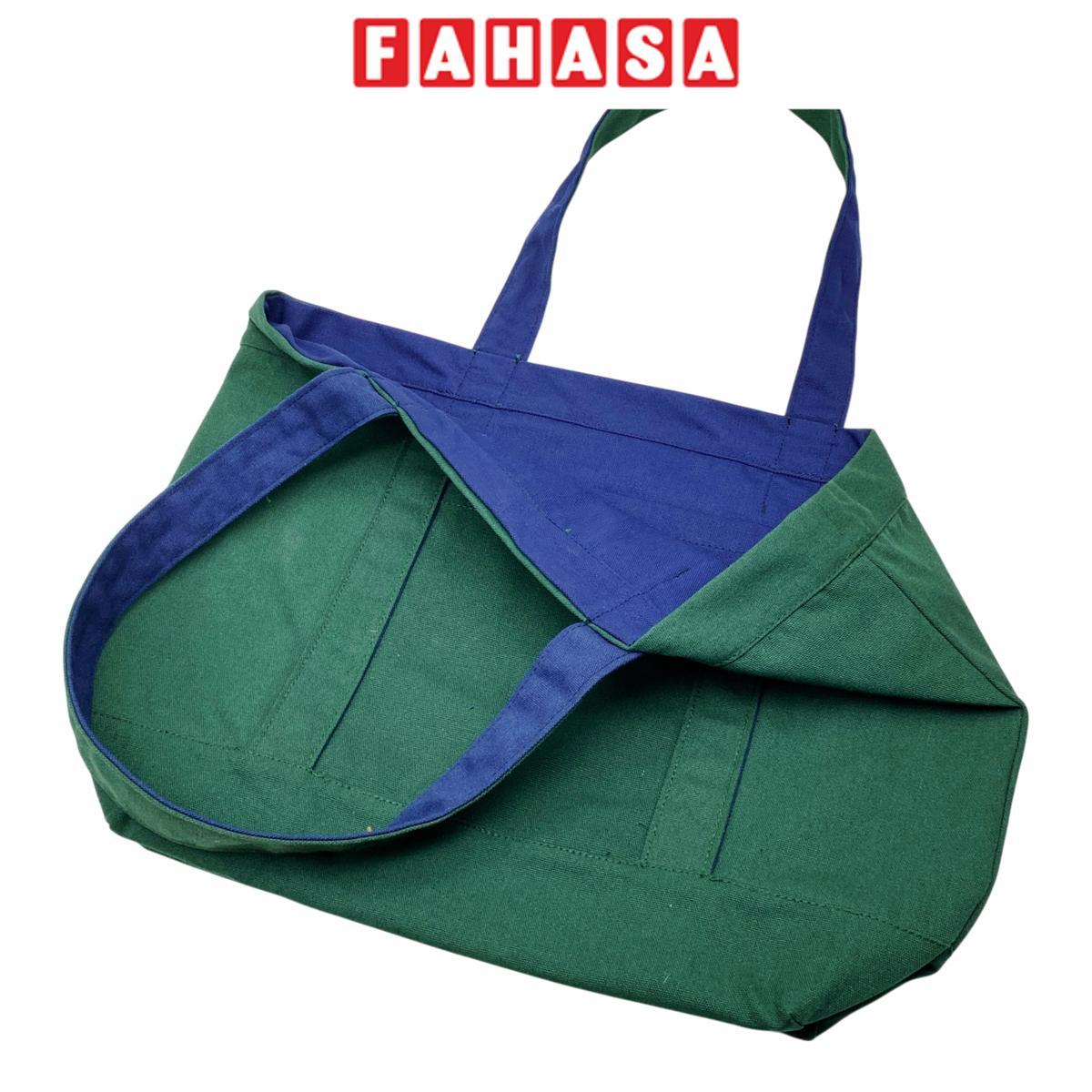 Túi Vải Tote 2 In 1 Phối 2 Màu - Saigon ZeroWaste - Màu Xanh Lá + Xanh Dương