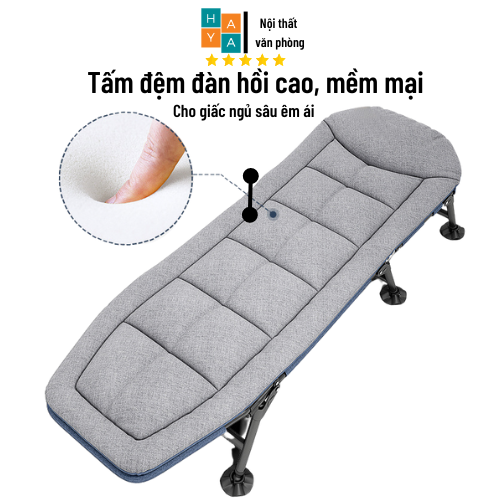 Giường gấp văn phòng , Giường Nằm Gấp Gọn khung thép chắc chắn, đệm êm kèm gối đầu.