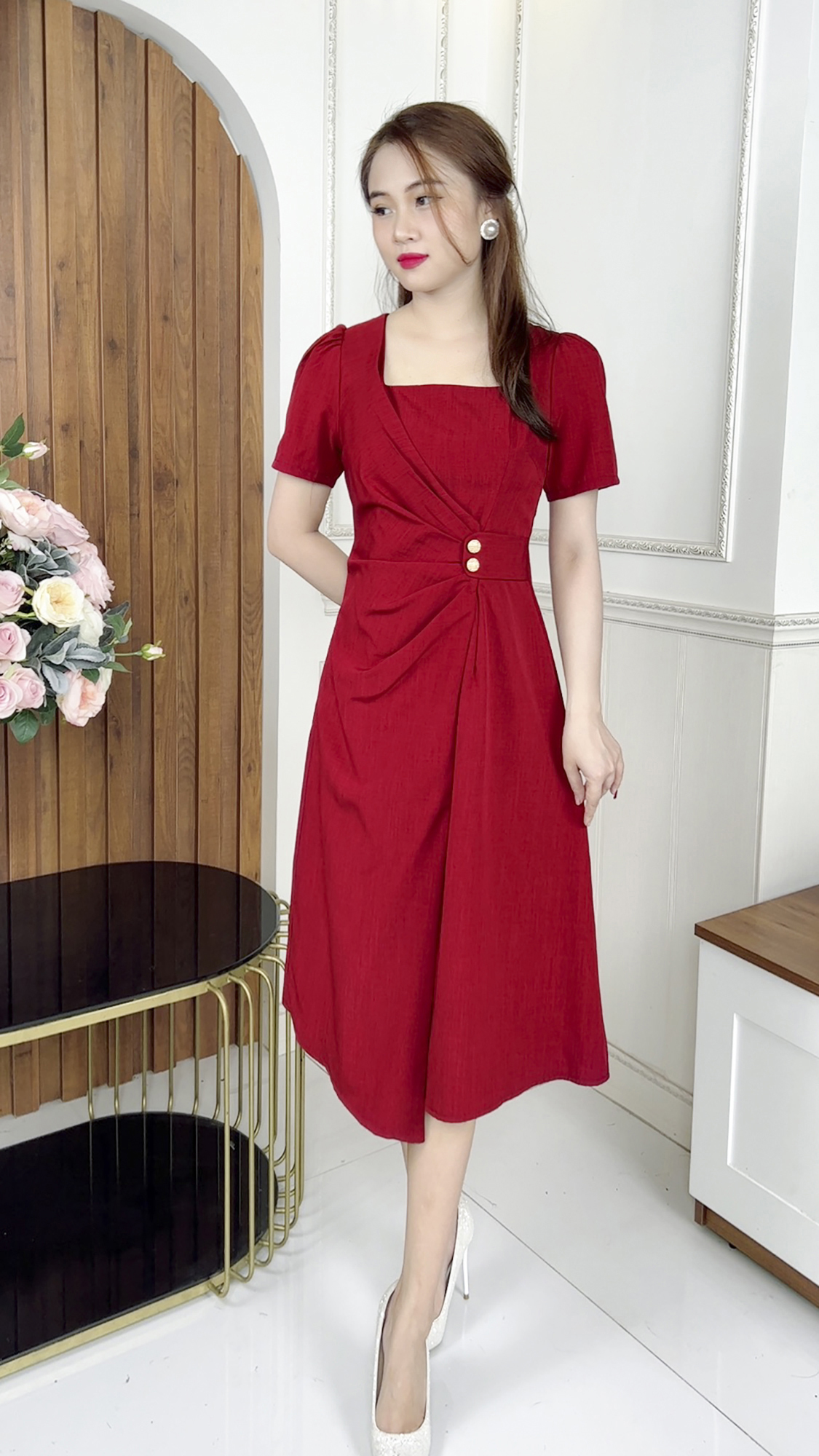Đầm Quý Bà [ Linh Trà ] (TM 424) Cao Cấp Trang Nhã Thanh Lịch Quý Phái Sang Trọng Đi Làm Đi Tiệc