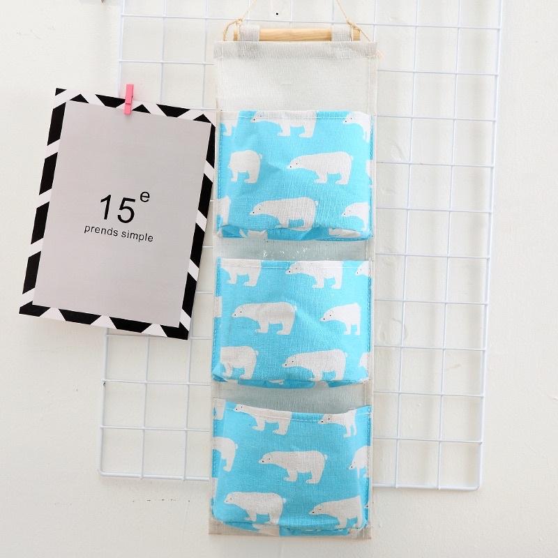 Túi treo tường 3 tầng đa năng tiết kiệm không gian - Túi vải Canvas treo đồ dùng gia đình tiện lợi phong cách Vintage