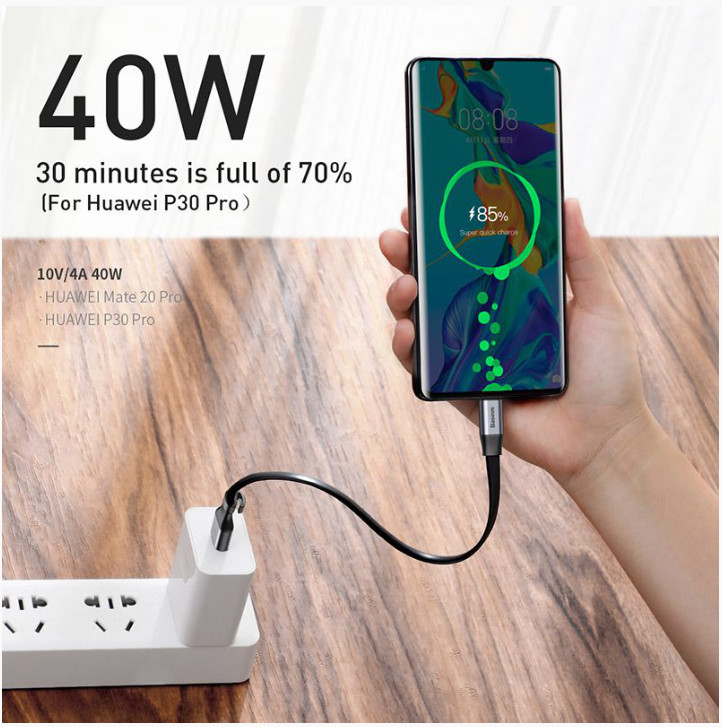 cáp sạc baseus type c 5a qc3.0 quick charge 3.0 dài 23cm - dây sạc nhanh ngắn 2 in 1 cho pin sạc dự phòng giao mầu ngẫu nhiên - hàng chính hãng