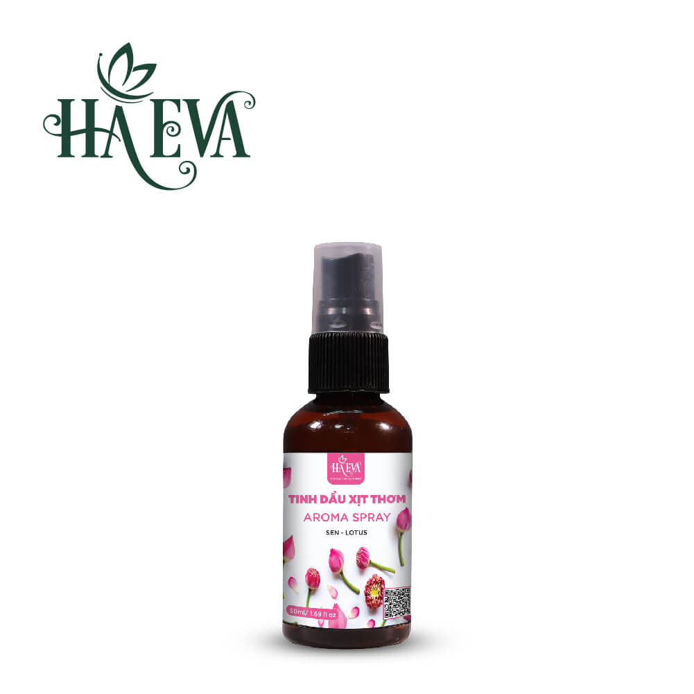 Tinh dầu xịt thơm Sen Haeva 50ml, 100% thiên nhiên, giúp khử mùi, làm thơm, giảm căng thẳng, thư giãn