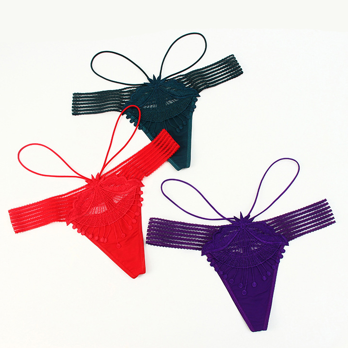 Quần lót nữ lọt khe sexy 2 dây cạp ren tua rua hạt