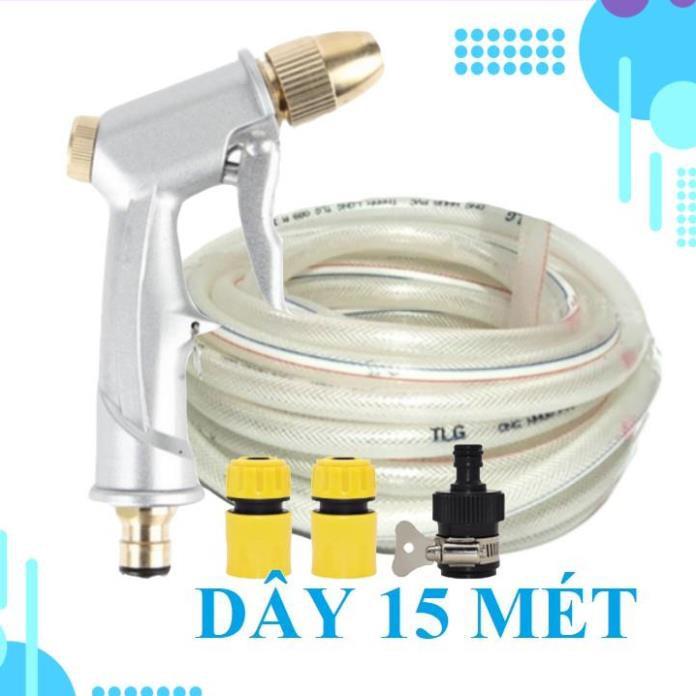 Bộ dây vòi xịt ️bơm nước phun sương️ , tăng áp 3 lần, loại 15m 206701 đầu đồng,cút,nối đen