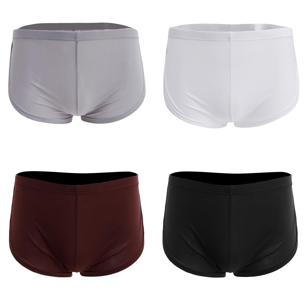 Soft Comfy Mens Side Split Solid Briefs Bulge Pouch Boxers Low Rise Sports Home Underwear Panties