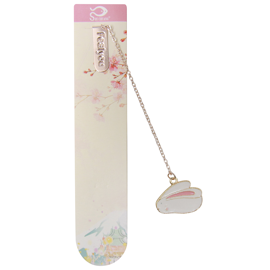 Bookmark Kẹp Sách Kim Loại Phối Charm Hình Thỏ  - Mẫu 3