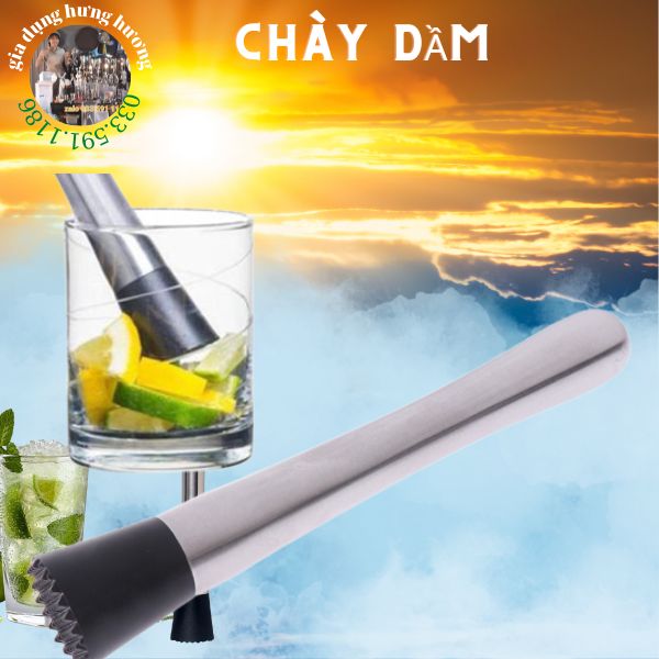 Chày dầm quả inox cho quầy bar, chuyên dụng cụ pha chế trà sữa bartender