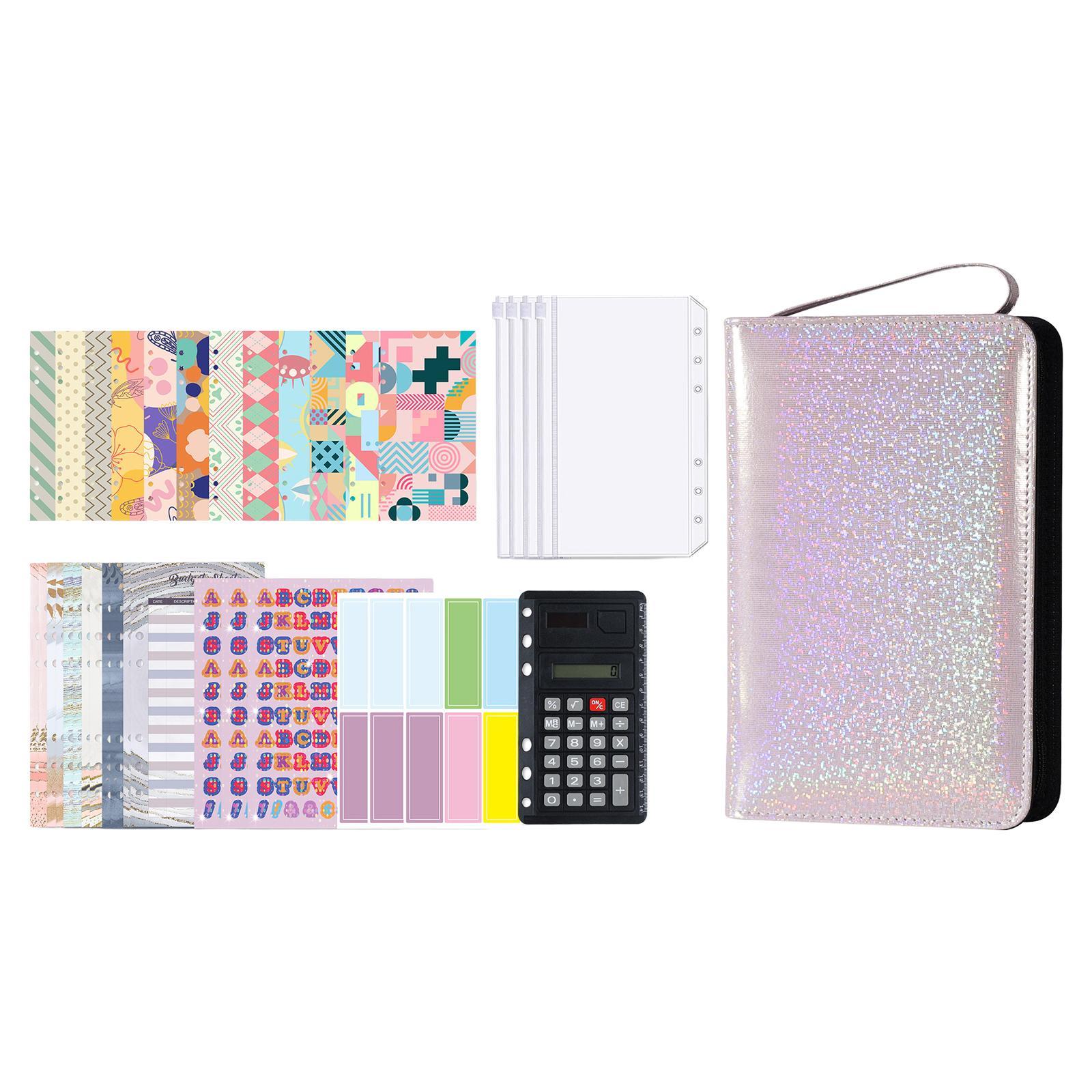 Budget Binder, A6 PU Money Saving Wallet, Refillable Ring Binder Notebook, with Binder Pockets, Stickers, Cash Envelopes for for Budget Planner