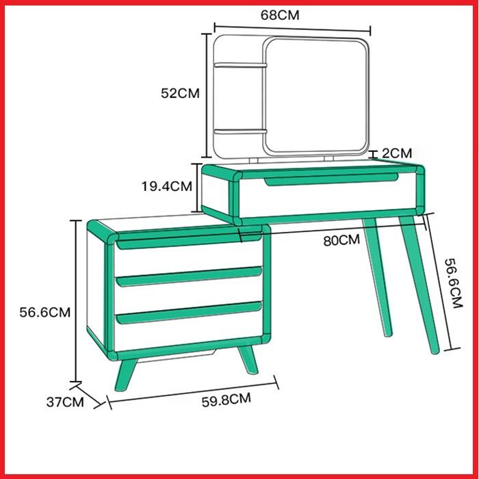 Bàn Phấn Kèm Ghế Gỗ Tự Nhiên Vân Gỗ Óc Chó Cao Cấp, Bộ Bàn Ghế Trang Điểm Sang Trọng Có Tủ Để Đồ Tiện Lợi LUX-BAP15..