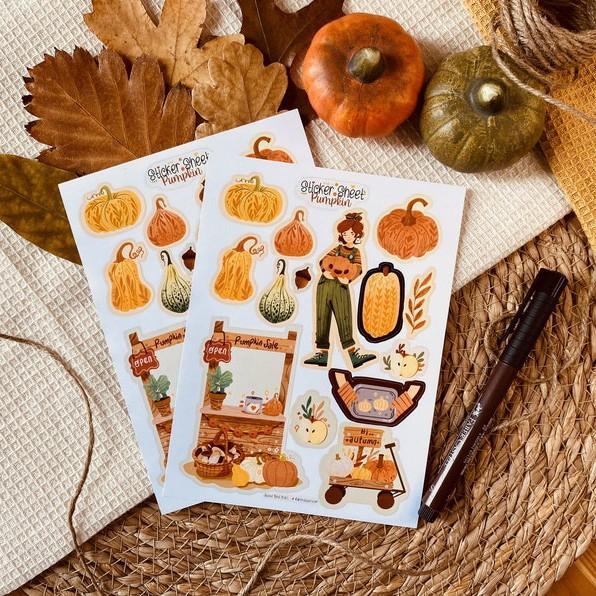 Sticker sheet pumpkin - chuyên dán, trang trí sổ nhật kí, sổ tay | Bullet journal sticker - unim058