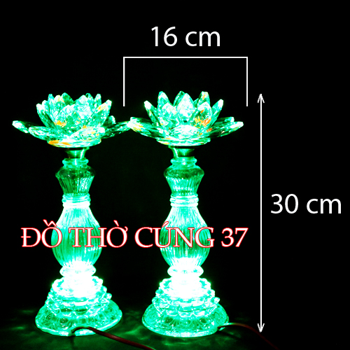 CẶP ĐÈN THỜ LED  PHA LÊ BÔNG SEN LỚN