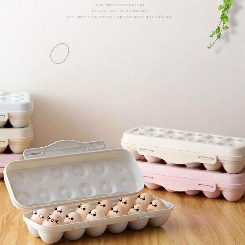 Kitchen Refrigerator Drawer Organizer 10 Grids Egg Plastic Box Food Storage Organizer Anti-Collision Storage Box Egg Container