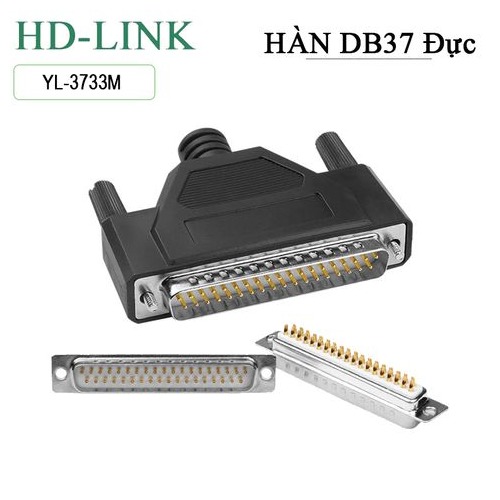 Đầu hàn COM DB37 HD-Link YL-3733M/F vỏ ốp nhựa dẻo. Hàng chính hãng