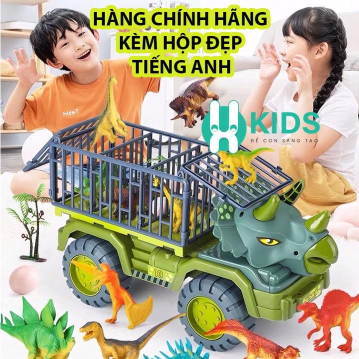 Đồ chơi xe ô tô khủng long chở thú chuyên dụng cỡ lớn trẻ em, có sẵn khủng long nhỏ đi kèm cho bé