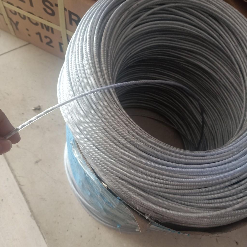 50 mét dây cáp lụa bọc phi 4mm kèm 2 khóa 2 nở sắt móc 1 tăng đơ