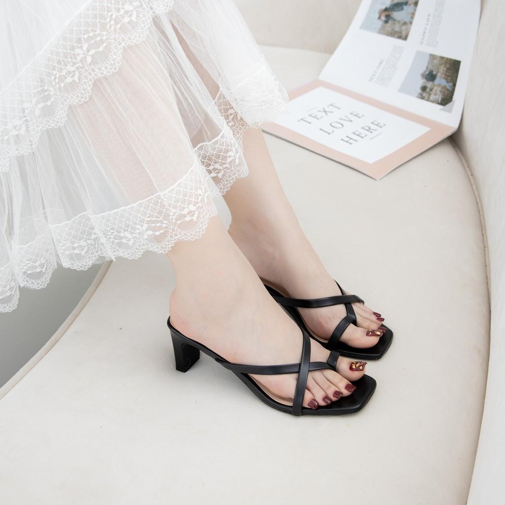 DÉP CAO GÓT QUAI DÂY MẢNH- GUỐC CAO GÓT ĐẾ VUÔNG DẸP 5CM-GUỐC CAO GÓT XỎ NGÓN NUCG-11002