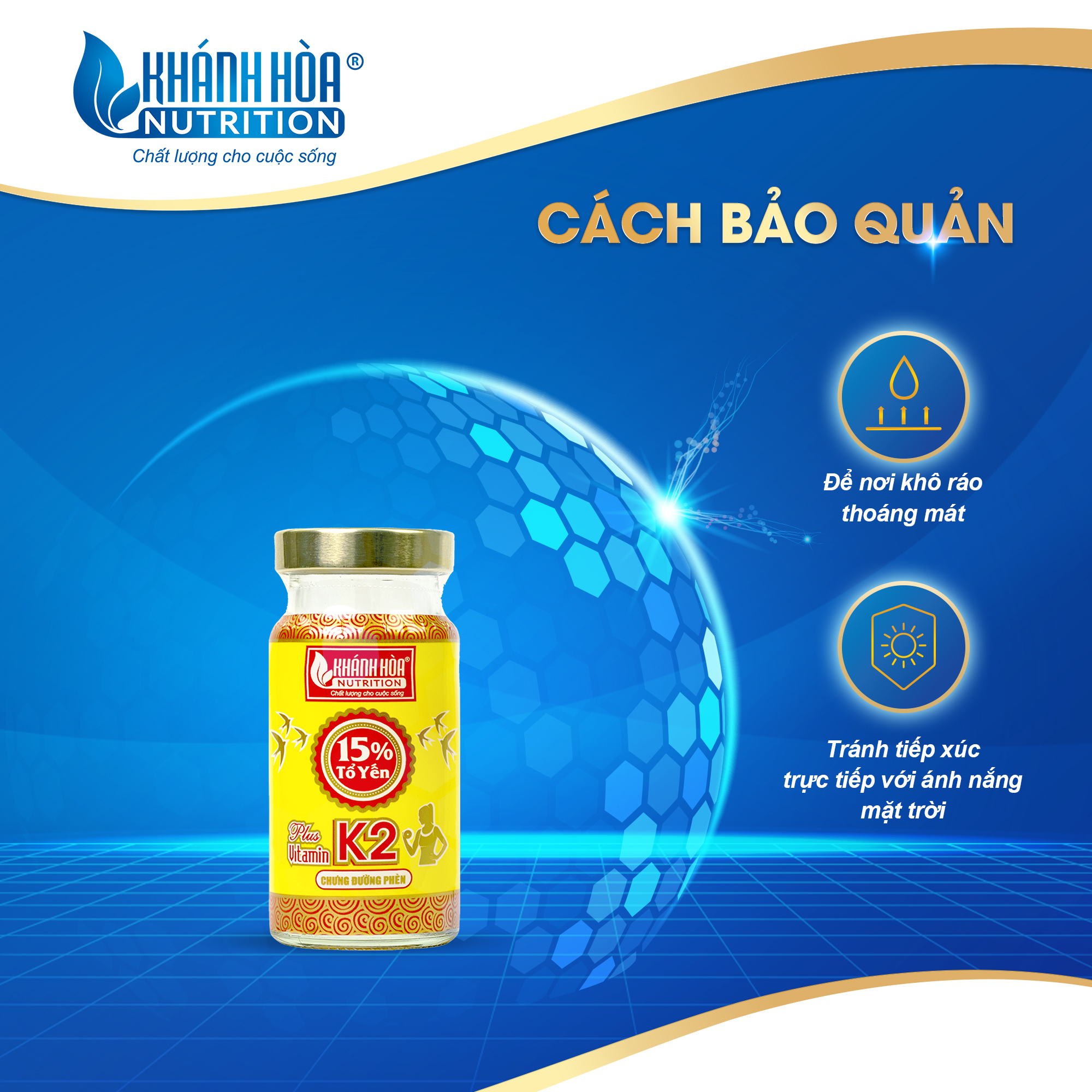 Nước Yến Sào Khánh Hòa Nutrition 15% Tổ Yến Bổ Sung Vitamin K2 - Lọ 125ml