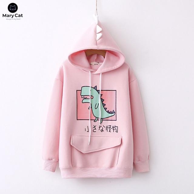 Áo hoodie nữ in hình khủng long