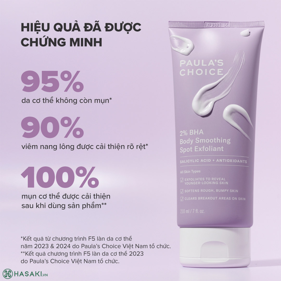 Kem Dưỡng Thể Hỗ Trợ Giảm Mụn Làm Mịn Da Paula's Choice 2% BHA Body Smoothing Spot Exfoliant 210ml