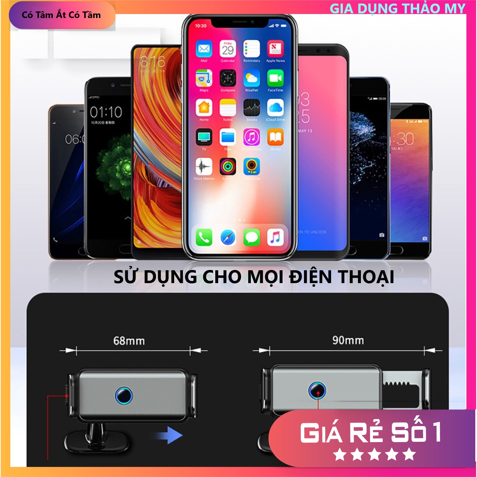 Giá đỡ điện thoại trên ô tô,giá kẹp điện thoại ô tô cảm ứng cao cấp thông minh xoay 360 độ