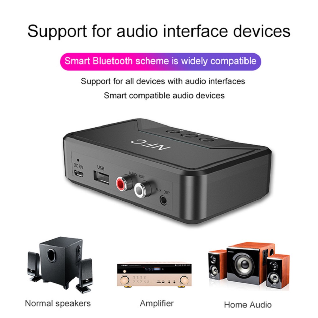 Bộ thu âm thanh bluetooth 5.0 NFC BT200, thiết bị nhận bluetooth biến loa, amply thường thành có bluetooth Music Audio Receiver - hàng chính hãng Vinetteam