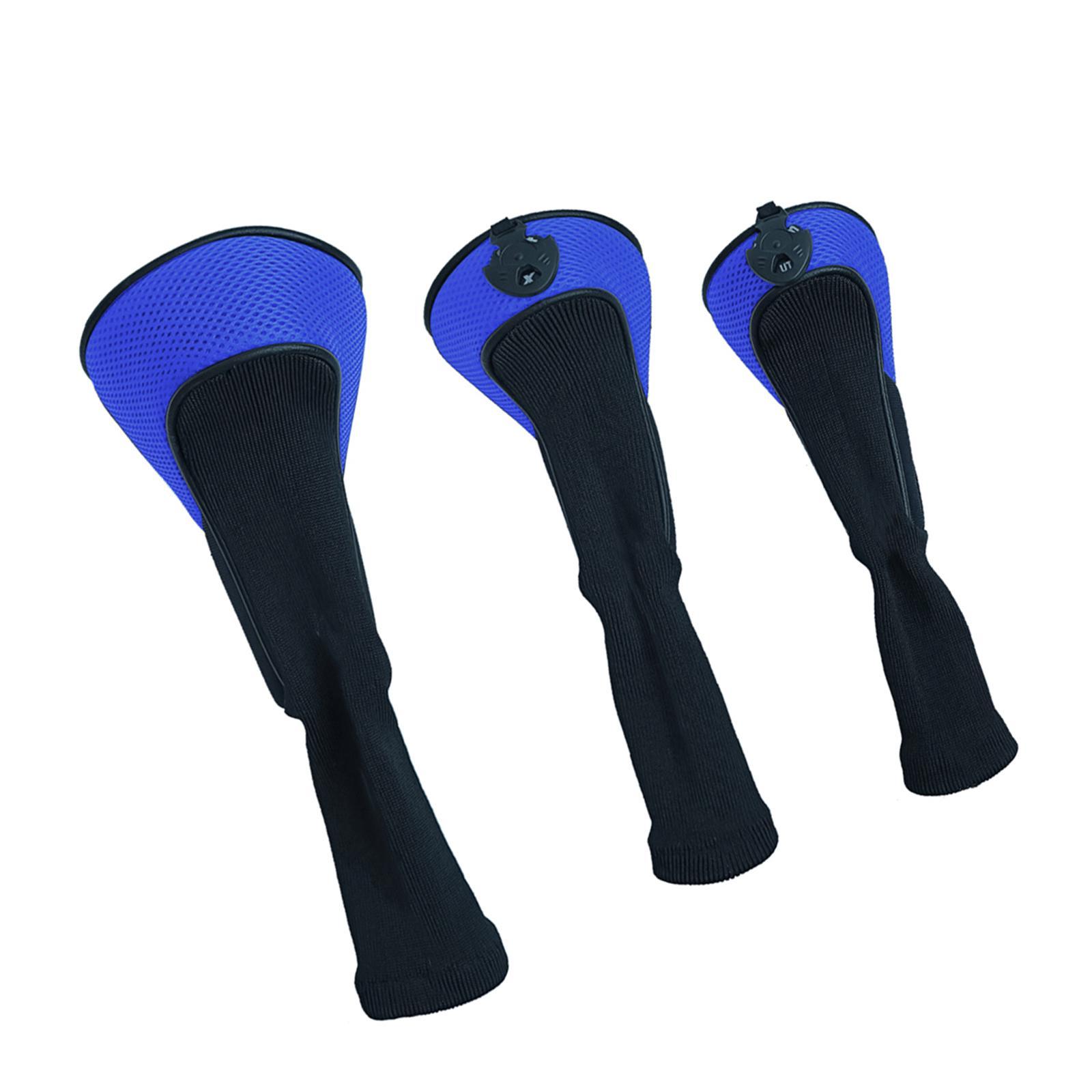 3Pcs Golf  Cover Driver Covers Club Headcover Guard Protector Blue