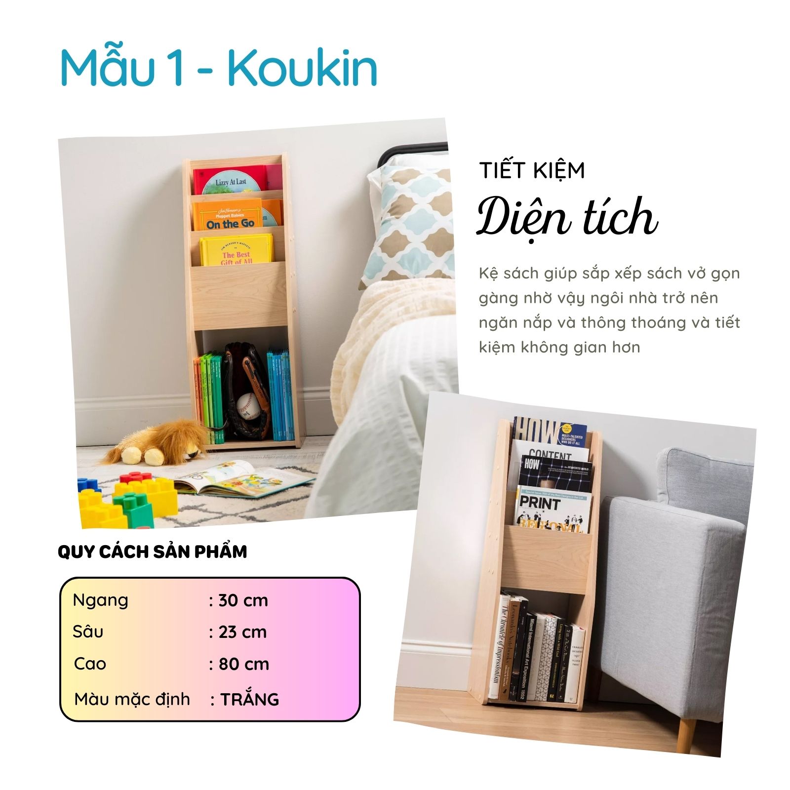 Kệ Sách Cho Bé Chuẩn Phương Pháp Montessori Thương Hiệu SMLIFE (Nhiều mẫu, có thể đổi Size và màu sắc)