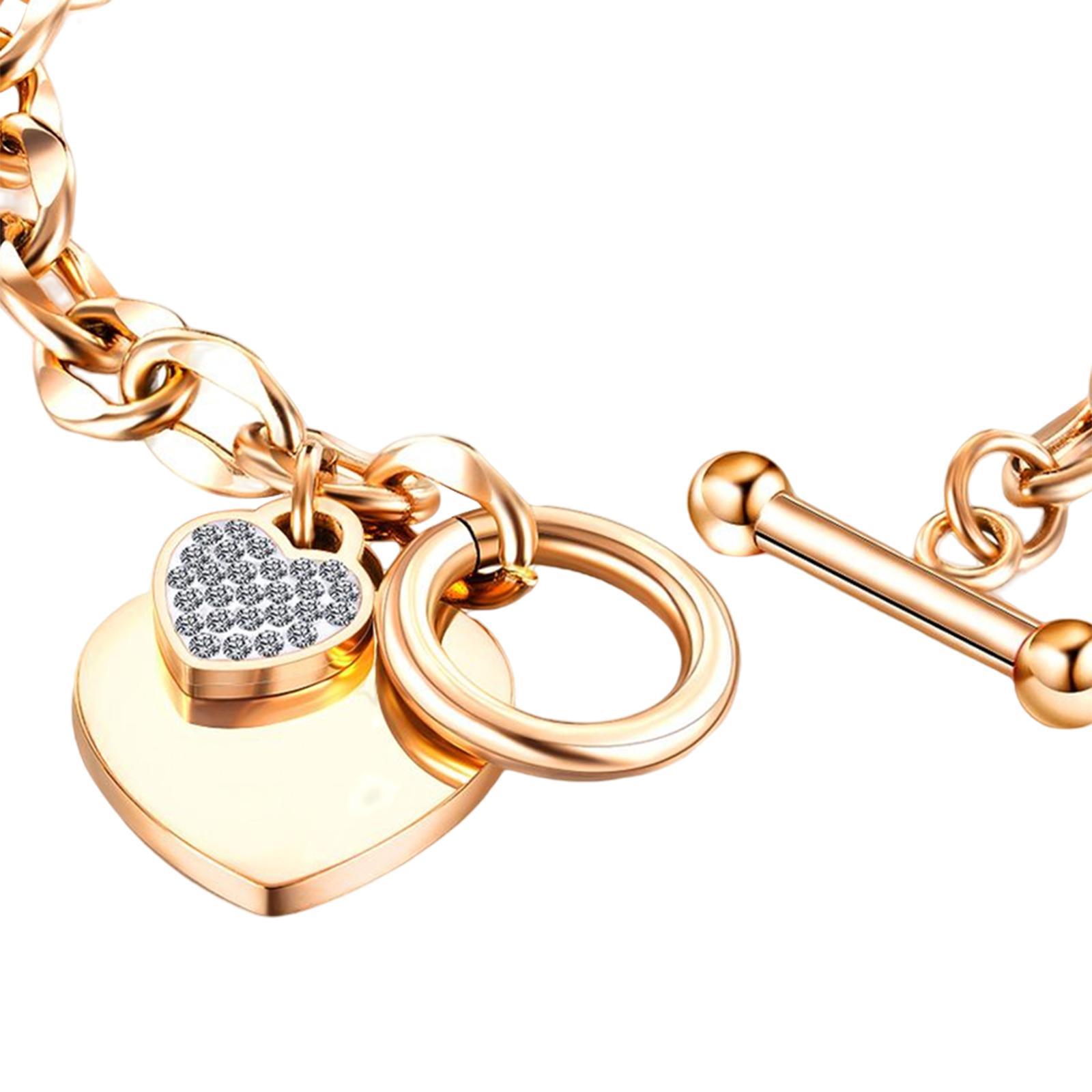 Love Heart Charm Pendant Bracelet Women Jewelry Anniversary Gift Stylish