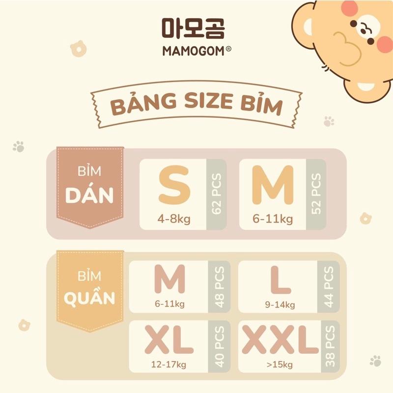 QUÀ HẤP DẪNTã/Bỉm MAMOGOM Hữu Cơ HÀN QUỐC Dán/Quần Đủ Size S62/M52/M48/L44/XL40/XXL38