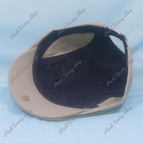 Nón mỏ vịt nón beret có nút đóng ở kết có khóa tăng giảm size dành cho người lớn không có logo - Kem Đậm