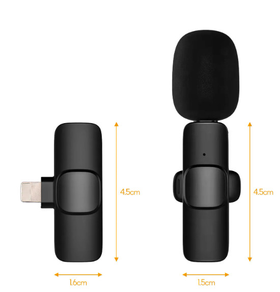 MICROPHONE KẸP ÁO Không Dây Mini Mic Đa Hướng 2 Đầu Chuyển Đổi 1 Đầu Thu Có Ống Hút Gió, Thay Thế Cho Điện Thoại Thông Minh Android Trực Tiếp Livestream Phỏng Vấn Ghi Âm Hội Nghị Video Giảng Dạy Trực Tuyến K9-2 + IPHONE/TYPE-C