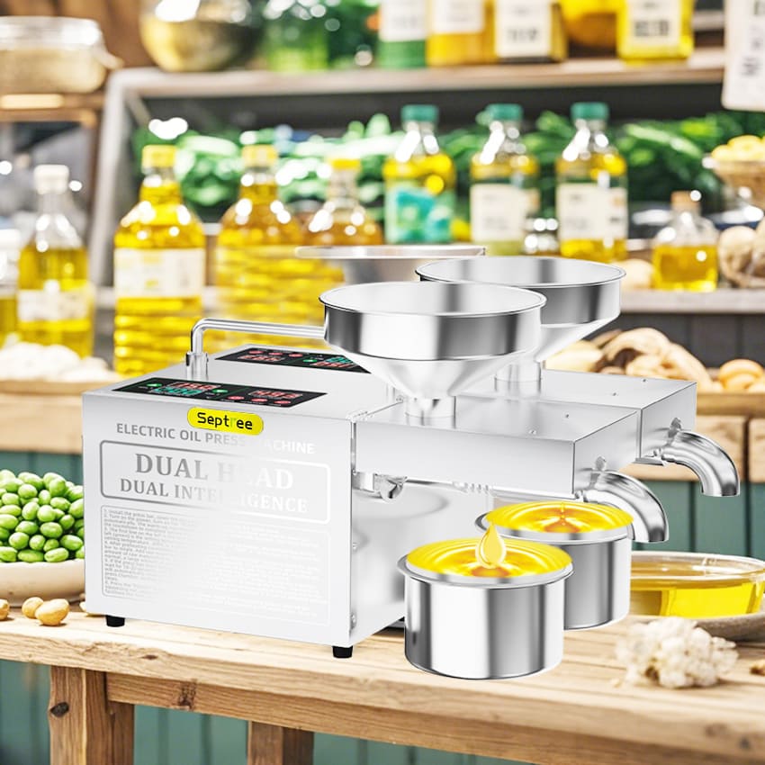 Máy ép dầu ăn thực vật 2 đầu kép đa năng thương hiệu Mỹ cao cấp Septree B02S Plus - Công suất 1900W - Hàng nhập khẩu