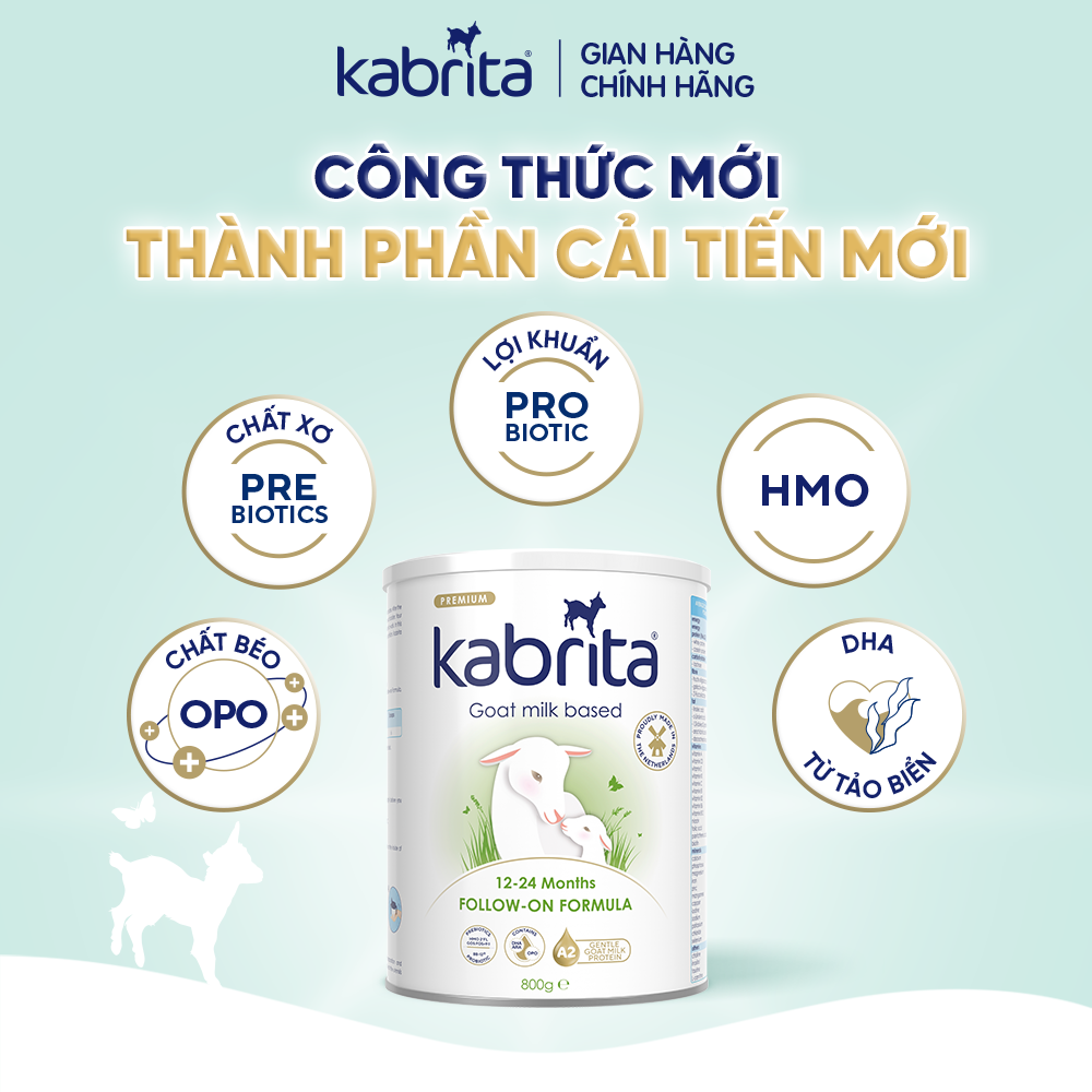 Combo 3 lon Sữa dê Kabrita số 2 cho trẻ từ 12- 24 tháng - Lon 800g