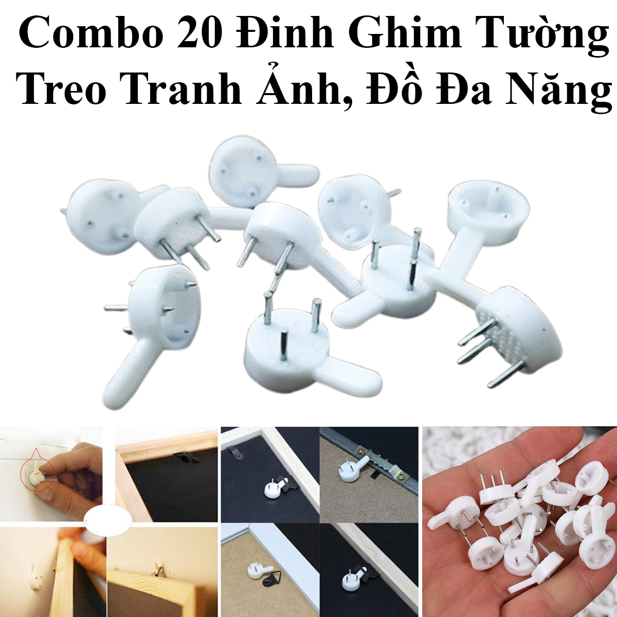 Combo 20 Đinh Ghim Tường Treo Tranh Ảnh, Đồ Đa Năng