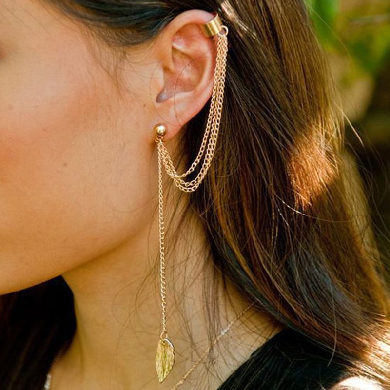 Khuyên Tai Nối Tua Rua Cá Tính - Bông Tai Kẹp 1 Bên