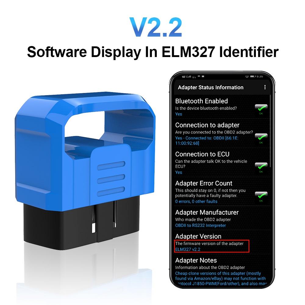 Thiết bị quét chẩn đoán lỗi xe hơi Android/IOS OBD2 Bluetooth 5.0 Mini OBD II V018 ELM327 V2.2